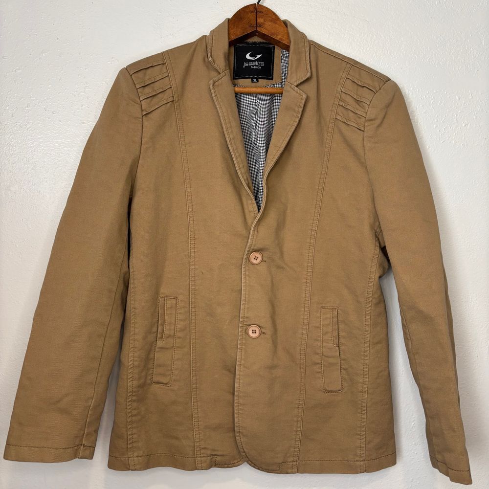 Vintage Y2K‎ Jessica Fashion Khaki Denim Utility Jacket Button Women's XL Canvas